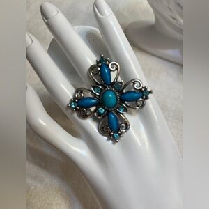 Vintage turquoise cross ring